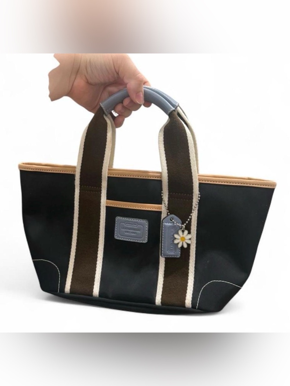 Vintage Coach mini black tote with plastic lined interior